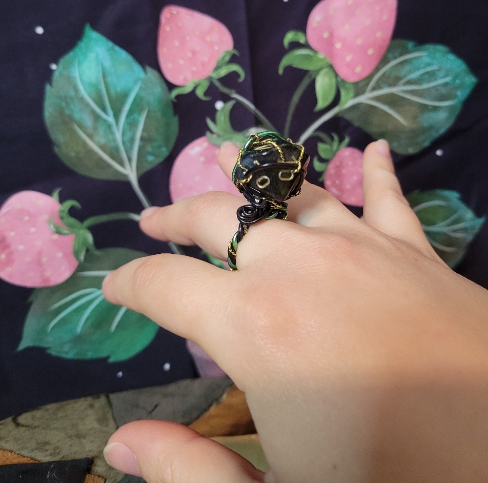 Goth DnD Nerdy Dice Ring, Wire Wrapped, Handmade